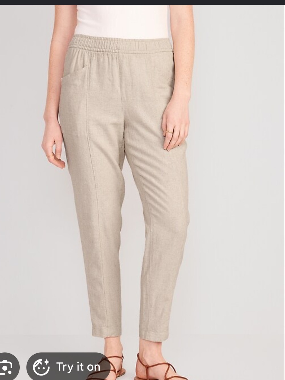 Old Navy High Waisted Cropped Linen Blend Tapered Pants